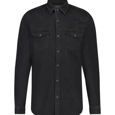 Purewhite Faded Denim Slim Fit Button-up Black