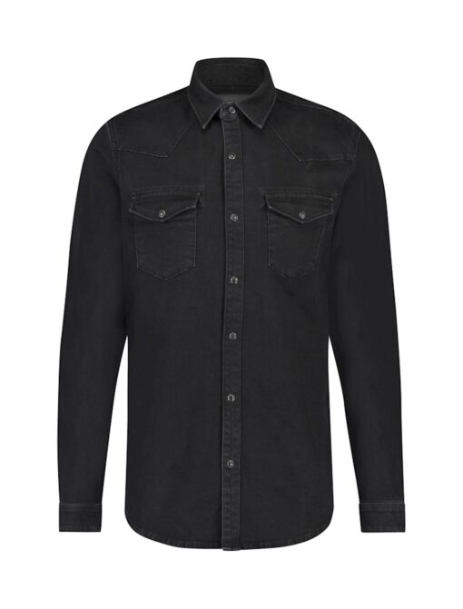 Purewhite Faded Denim Slim Fit Button-up Black