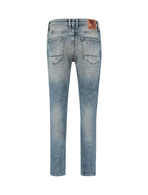 Purewhite The Jone 722 Distressed Painted Skinny Jeans Denim Mid Blue