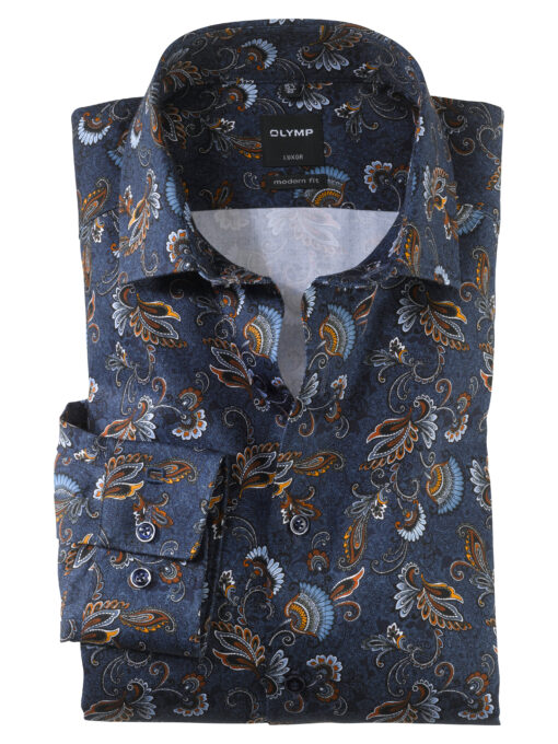 OLYMP Luxor Modern Fit, Zakelijke Overhemd, Global Kent, Marineblauw