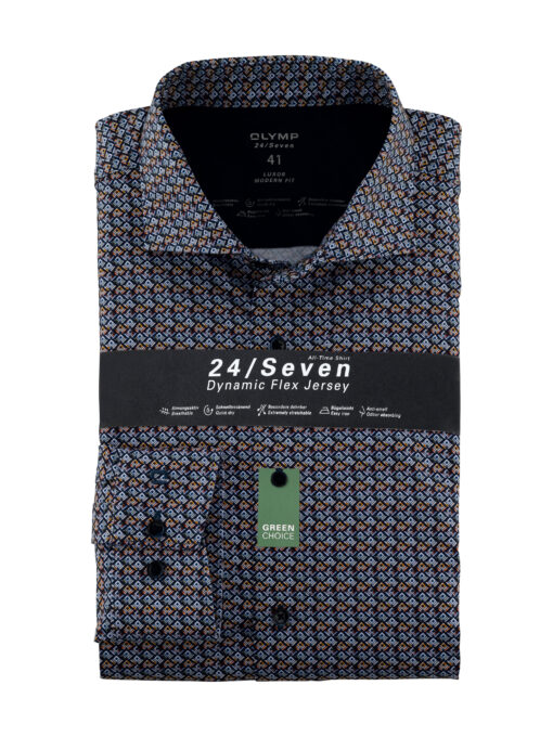 OLYMP Luxor 24/Seven Modern Fit, Zakelijke Overhemd, Kent, Sienna