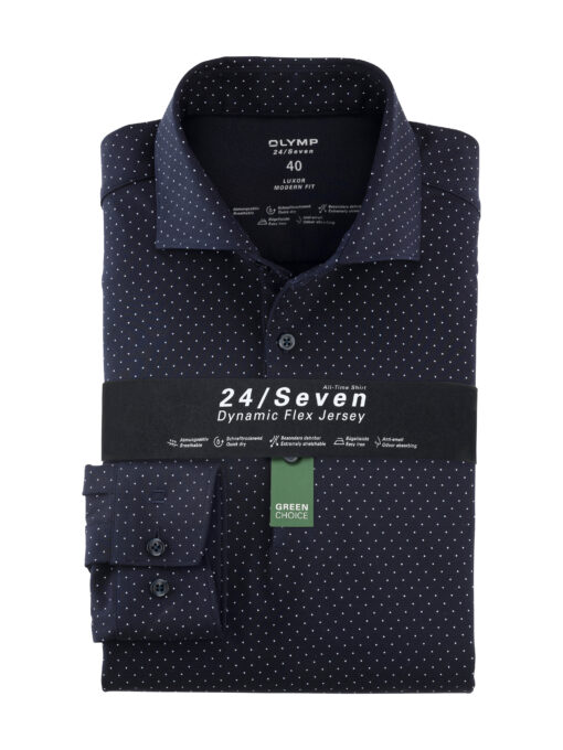 OLYMP Luxor 24/Seven Modern Fit, Zakelijke Overhemd, Kent, Marineblauw