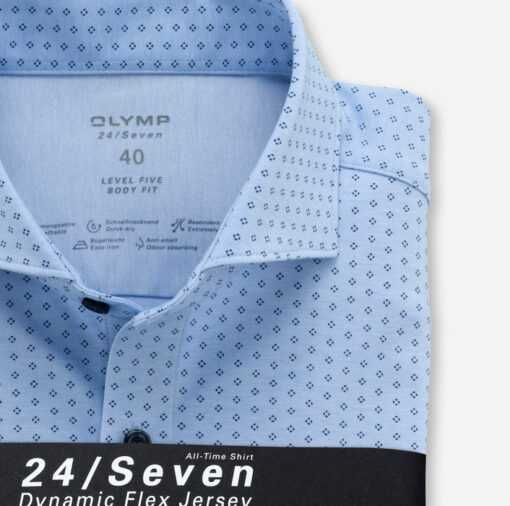 OLYMP Level Five 24/Seven Body Fit, Zakelijke Overhemd, Cutaway, Bleu