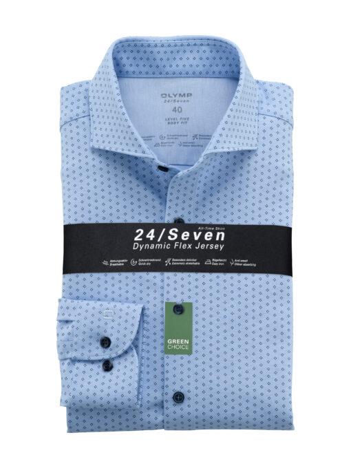 OLYMP Level Five 24/Seven Body Fit, Zakelijke Overhemd, Cutaway, Bleu