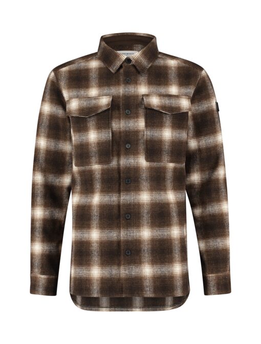 Purewhite Checked Wool Shirt Brown / White