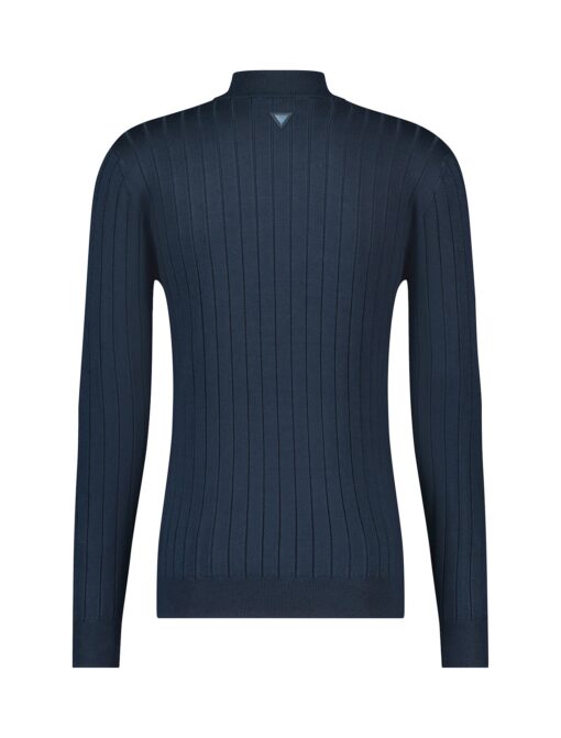 Purewhite Mockneck Ribbed Knit Sweater Navy Blue