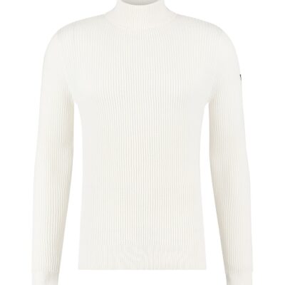 Purewhite Waffle Knit Grungy Turtleneck Off White