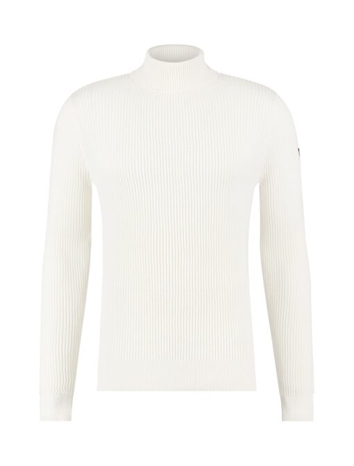 Purewhite Waffle Knit Grungy Turtleneck Off White