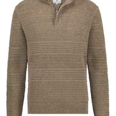 STATE OF ART Katoenen trui met chenille-details cognac uni