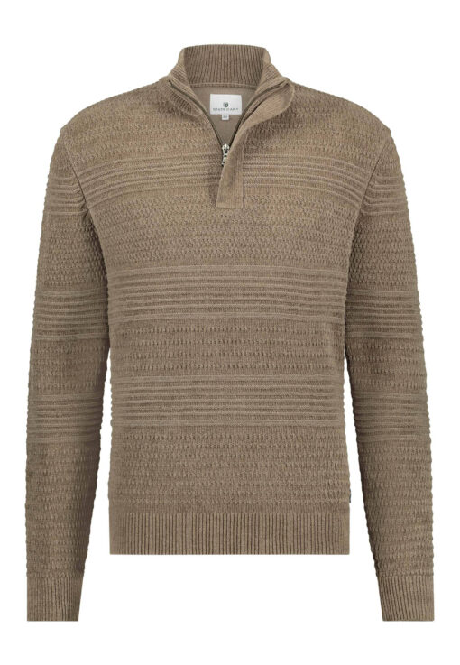 STATE OF ART Katoenen trui met chenille-details cognac uni