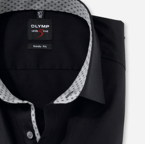 OLYMP Level Five Body Fit, Zakelijke Overhemd, Zwart
