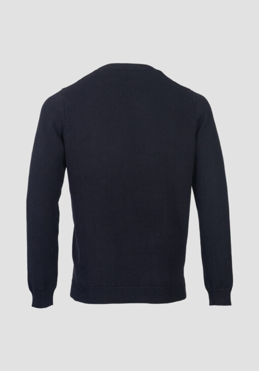 ANTONY MORATO SLIM FIT SWEATER IN PUUR KATOEN GAREN MET JACQUARD LOGO ZWART