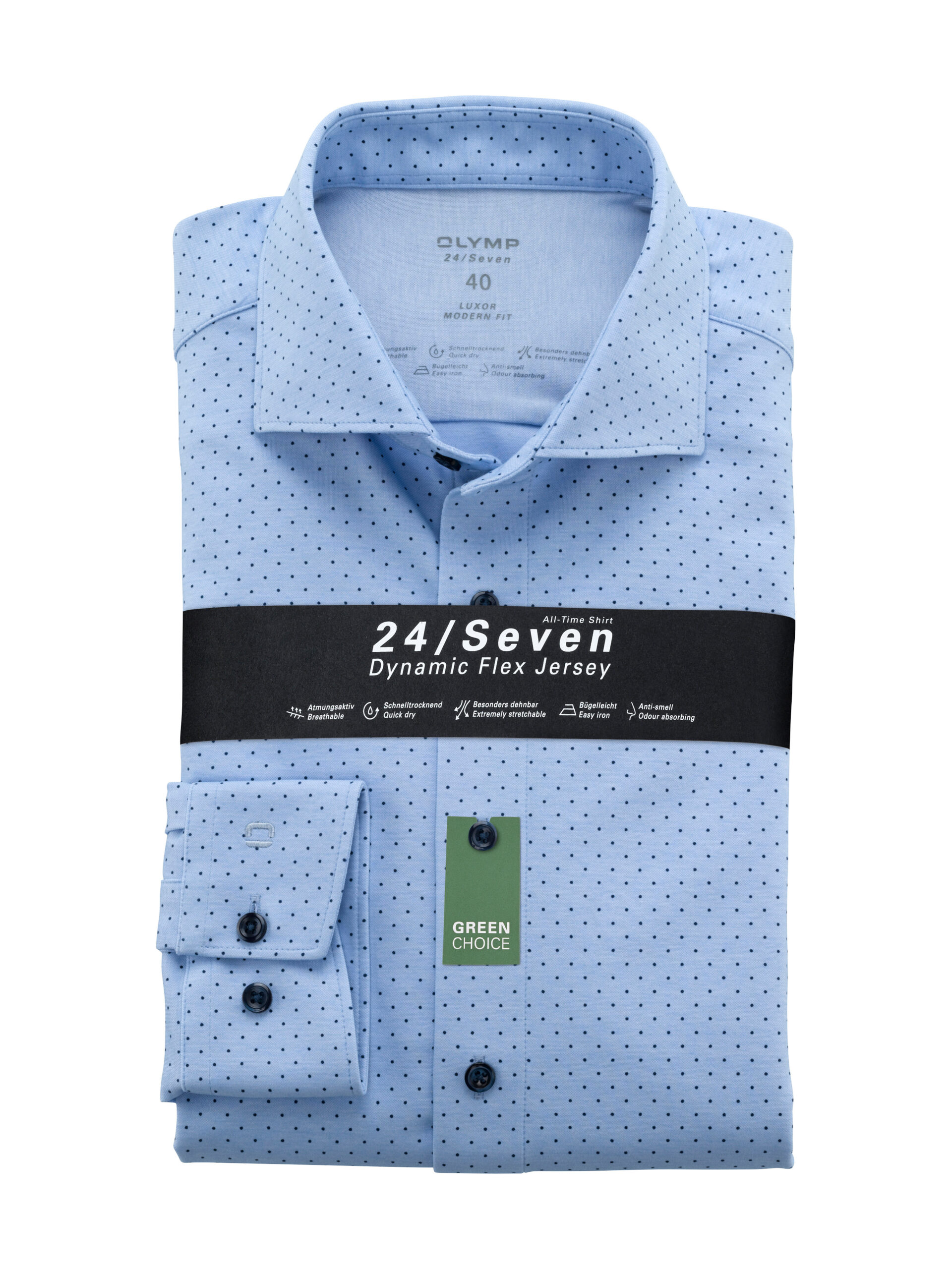 OLYMP Luxor 24/Seven Modern Fit, Zakelijke Overhemd, Kent, Bleu - J Style  Menswear