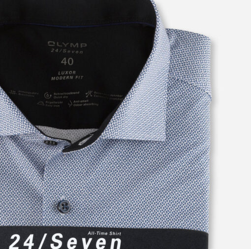 OLYMP Luxor 24/Seven Modern Fit, Zakelijke Overhemd, Kent, Koningsblauw
