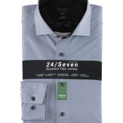 OLYMP Luxor 24/Seven Modern Fit, Zakelijke Overhemd, Kent, Koningsblauw