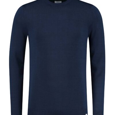 Purewhite Soft Yarn Long Sleeve Knit T-shirt Navy