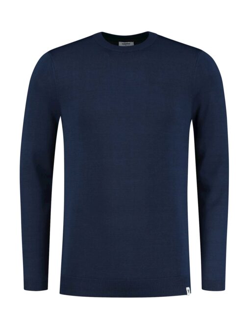 Purewhite Soft Yarn Long Sleeve Knit T-shirt Navy