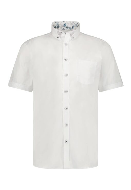 State of Art Effen overhemd met korte mouwen wit uni