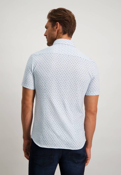 State of Art Jersey overhemd met button-down wit/kobalt