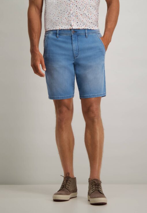 State of Art Denim short van een katoen-mix middenblauw uni