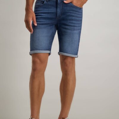 State of Art Denim short stretch met regular fit kobalt uni