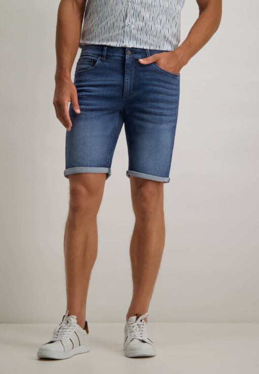 State of Art Denim short stretch met regular fit kobalt uni