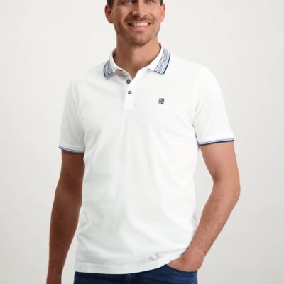 State of Art Regular fit polo met korte mouwen wit uni