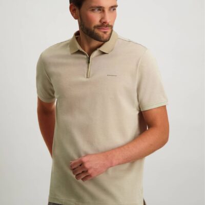 State of Art Polo met een korte rits beige/greige