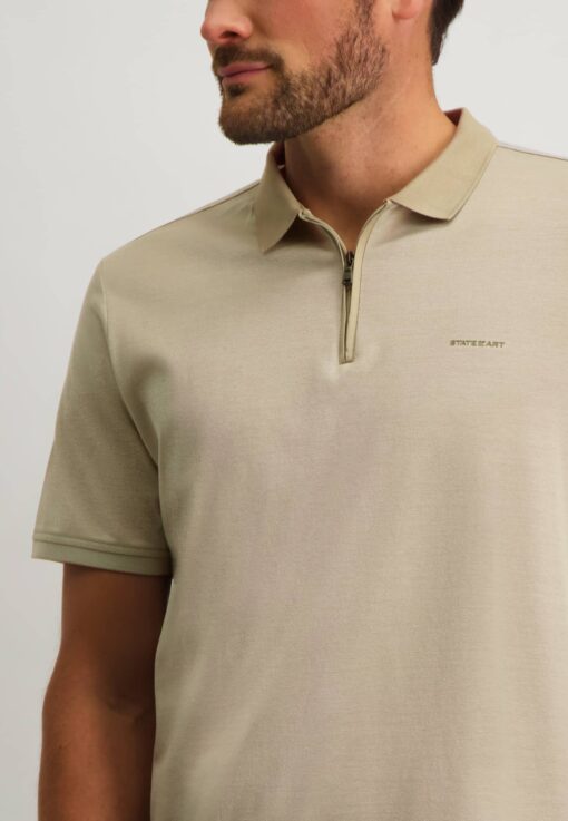 State of Art Polo met een korte rits beige/greige