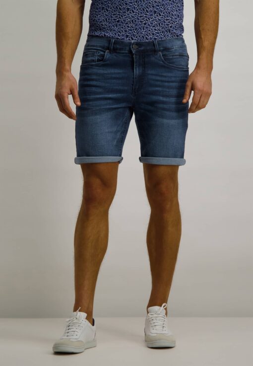 State of Art Denim short van katoen-stretch kobalt uni