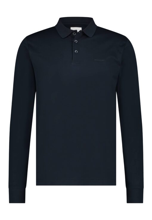 State of Art Polo van gemerceriseerd katoen donkerblauw uni