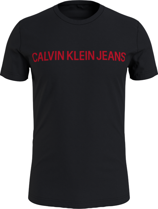 Calvin Klein Slim T-shirt Met Logo Van Biologisch Katoen CK Black