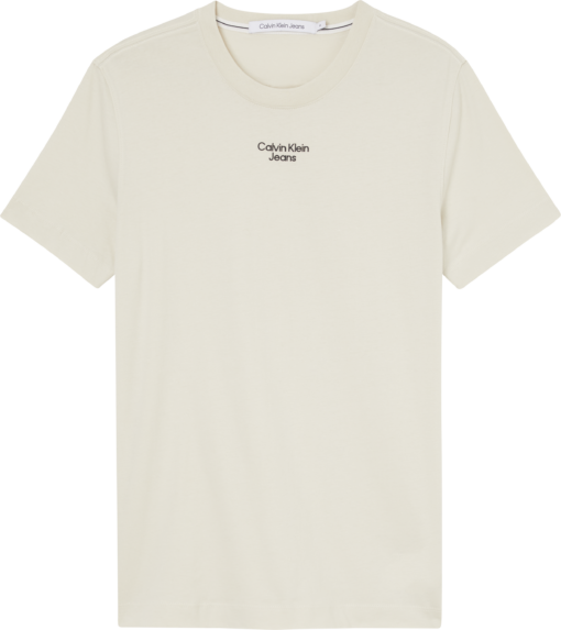 Calvin Klein Slim T-shirt Van Biologisch Katoen Eggshell