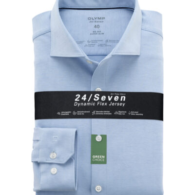 OLYMP No. Six 24/Seven Super Slim, Zakelijk Overhemd, Kent, Bleu