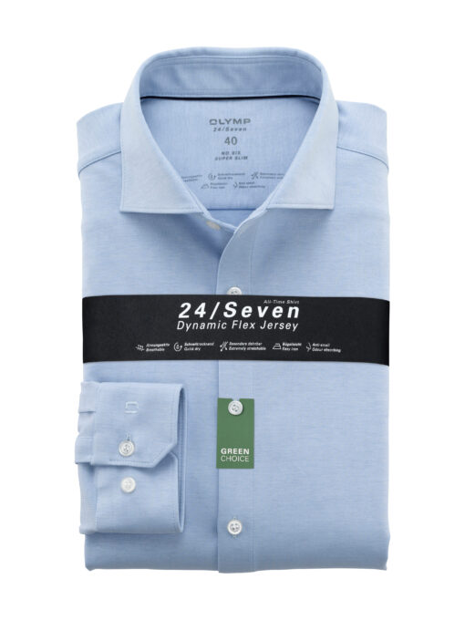 OLYMP No. Six 24/Seven Super Slim, Zakelijk Overhemd, Kent, Bleu
