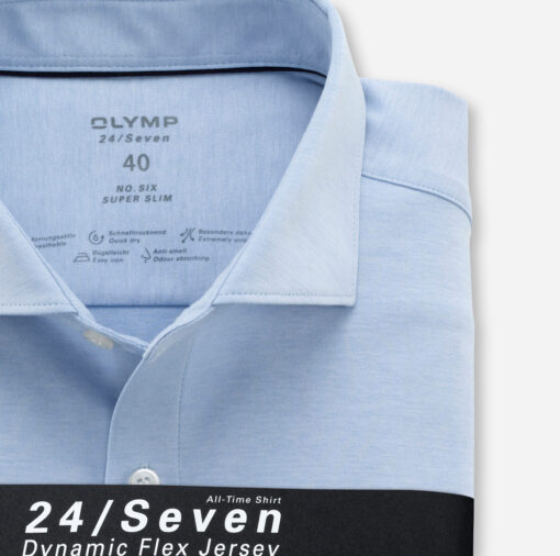 OLYMP No. Six 24/Seven Super Slim, Zakelijk Overhemd, Kent, Bleu