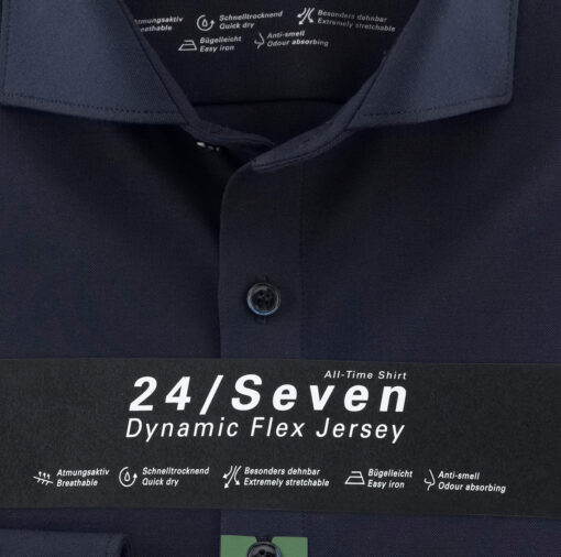 OLYMP No. Six 24/Seven Super Slim, Zakelijk Overhemd, Kent, Marineblauw