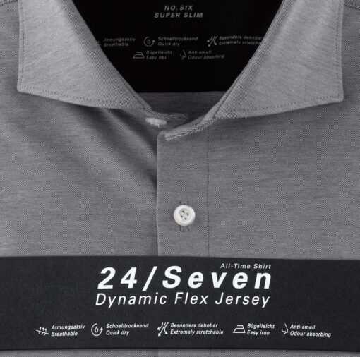 OLYMP No. Six 24/Seven Super Slim, Zakelijk Overhemd, Kent, Grafiet