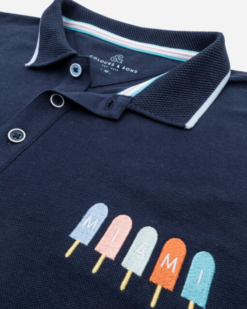 Colours & Sons Polo T-Shirt Embroidery Dark Blue