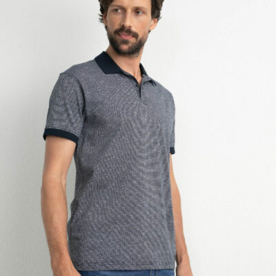 Petrol Industries Polo met all-over print Midnight Navy