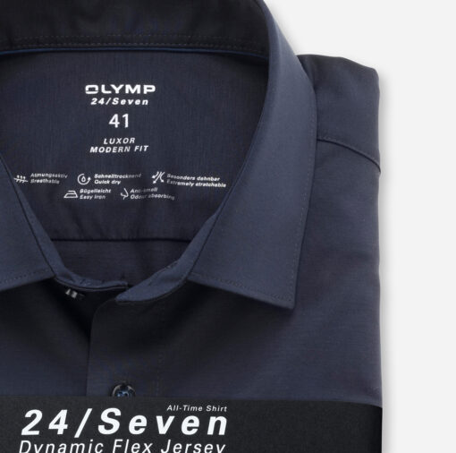 OLYMP Luxor 24/Seven Modern Fit, Zakelijk Overhemd, New Kent, Marineblauw