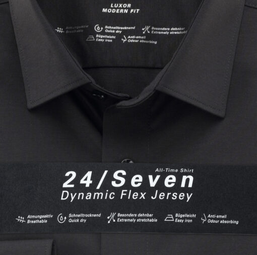 OLYMP Luxor 24/Seven Modern Fit, Zakelijk Overhemd, New Kent, Zwart