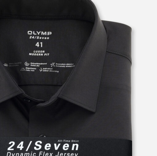 OLYMP Luxor 24/Seven Modern Fit, Zakelijk Overhemd, New Kent, Zwart