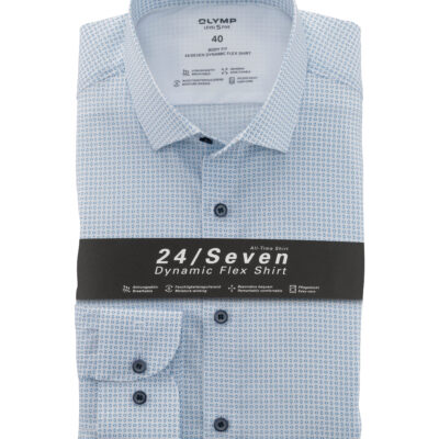OLYMP Level Five 24/Seven Body Fit, Zakelijk Overhemd, Modern Kent, Wit