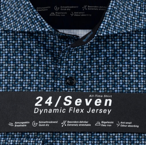 OLYMP Luxor 24/Seven Modern Fit, Zakelijk Overhemd, Kent, Marineblauw