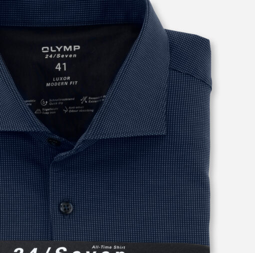 OLYMP Luxor 24/Seven Modern Fit, Zakelijk Polo, Kent, Marineblauw