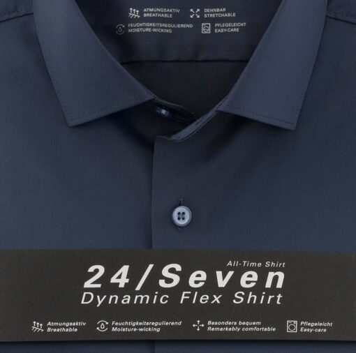 OLYMP Level Five 24/Seven Body Fit, Zakelijk Overhemd, Modern Kent, Marineblauw