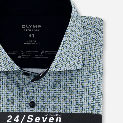 OLYMP Luxor 24/Seven Modern Fit, Zakelijk Overhemd, Kent, Groen