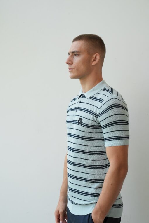 Kultivate Polo Konos Stripes Cloud Blue