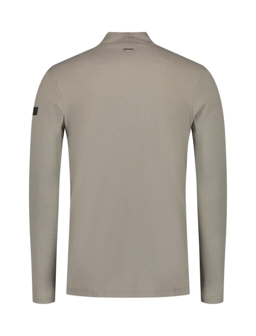 Purewhite Ribbed Long Sleeve Mockneck T-Shirt Taupe